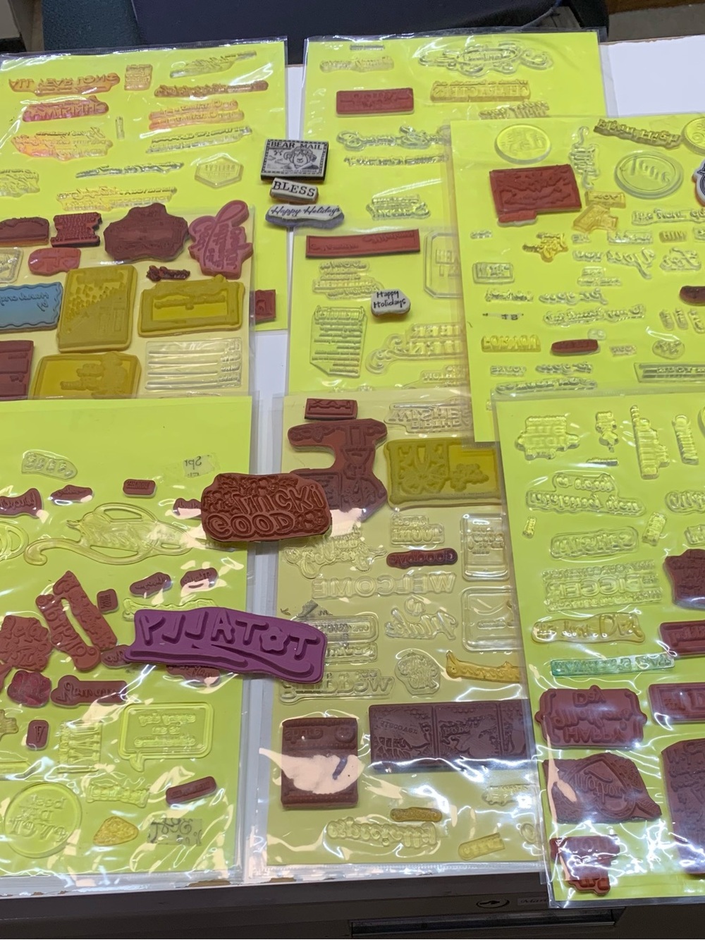 RUBBER & CLEAR PHOTOPOLYMER STAMPS MEGA LOT 270+ words & phrases gently used